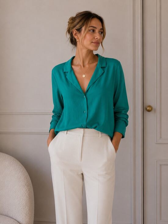 Banana Republic Tops - Banana Republic Green Button Front Long Sleeve Blouse Women’s XS Career Shirt